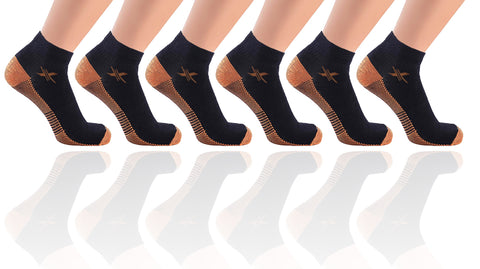 6-Pairs:High Performance Copper-Infused Ankle Compression Socks