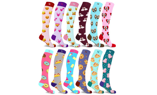 6-Pairs: XTF Expressive Maternity and Pregnancy Special Knee-High Compression Socks