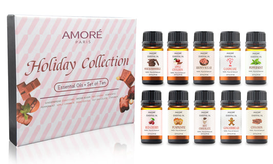 Holiday Collection Therapeutic-Grade Aromatherapy Essential Oil Set (10-Piece)