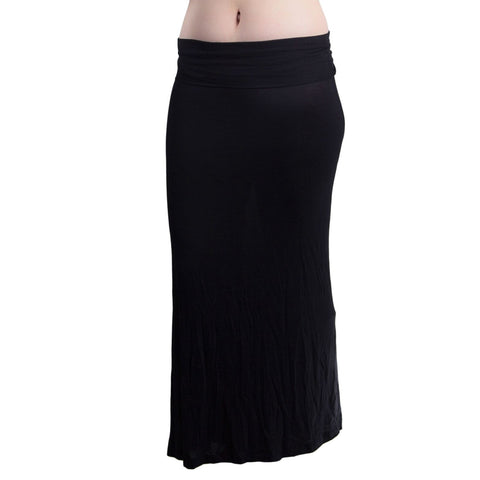 Womens Fold Over Waist Maxi Skirt