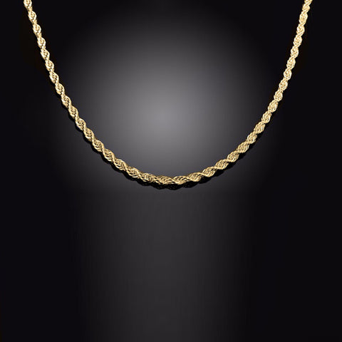 Unisex Solid Italian Rope Chain in 14k Gold Plated