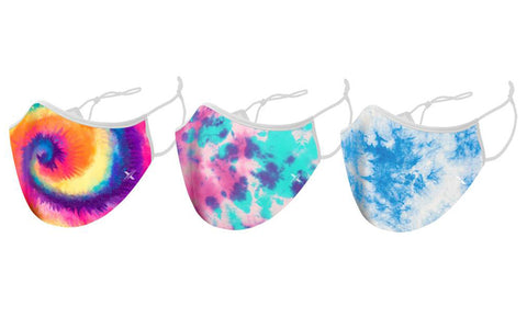 Tie Dyed Double Layer Reusable Face Mask With Adjustable Loop (3 -Pack)