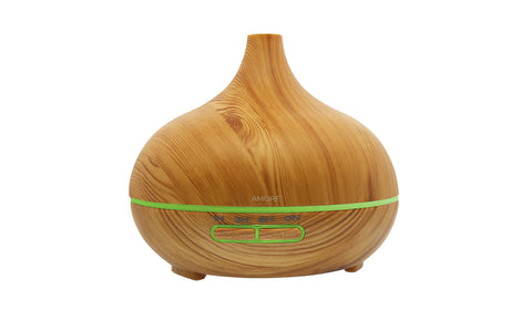 Wood Grain Ultrasonic Cool Mist Diffuser with 7 Color LED Lights