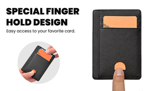 RFID Blocking Minimalist Front Pocket Slim Leather  Wallet for Men Women