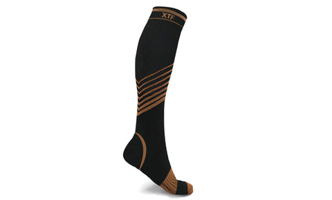 Copper-Infused V-Striped Knee-High Compression Socks(1-Pair)