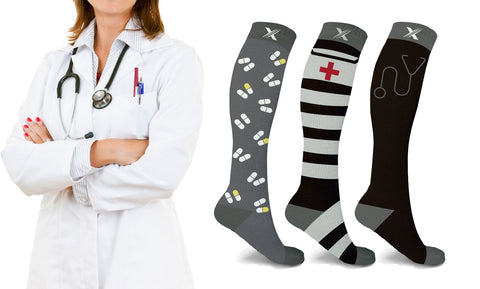 XTF Medical Prints Knee-High Compression Socks (3-Pairs)