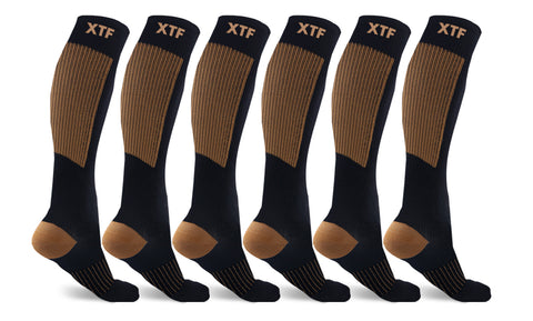 6-Pairs : Unisex Copper-Infused Compression Socks