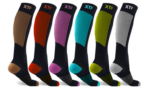 6-Pairs : Unisex Copper-Infused Compression Socks