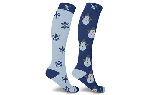 Mismatched  Snowman  Knee High Compression Socks (1-Pair)