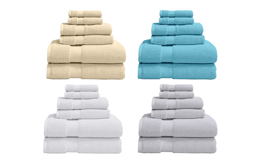 12-Piece: 100% Soft Organic Cotton Bath Towel Set