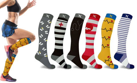 Knee High Compression Socks for Nurses and Doctors (6-Pairs)