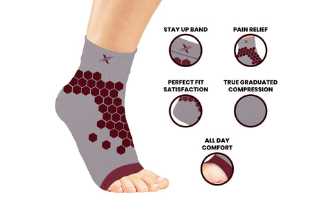 2-Pairs: Copper-Infused Plantar Fasciitis Pain Relief  Ankle Support Foot Sleeves