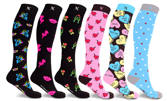 3-Pairs: XTF Valentine's Day Special Knee-High Compression Socks