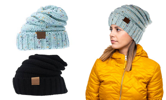 2-Pack: Trendy Warm Knitted Casual Fun Beanie Hat For Women
