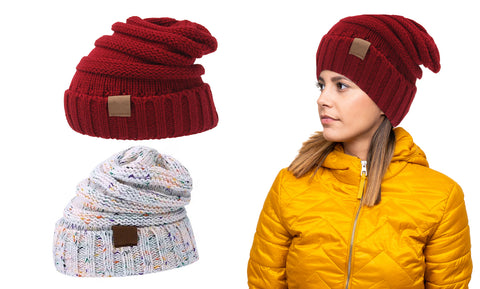 2-Pack: Trendy Warm Knitted Casual Fun Beanie Hat For Women