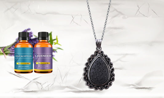 Tear Drop Lava Stone Necklace with Essential Oil
