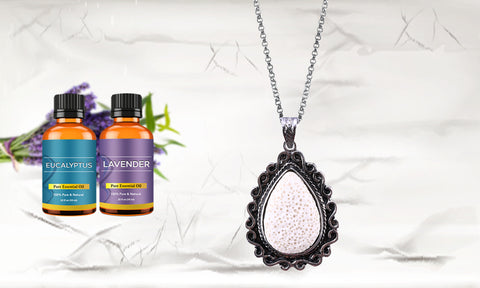 Tear Drop Lava Stone Necklace with Essential Oil