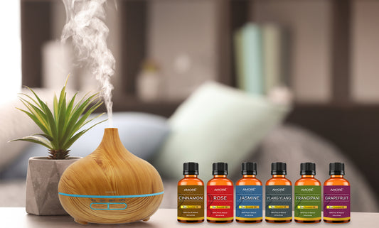 Ultrasonic Essential Oil Diffuser with Essential Oils (7-Pack)