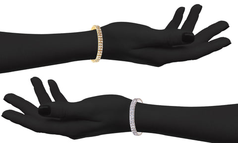 2-Pack: Swarovski Elements Crystals Double Tier Bracelet Tennis Stretch Bracelet