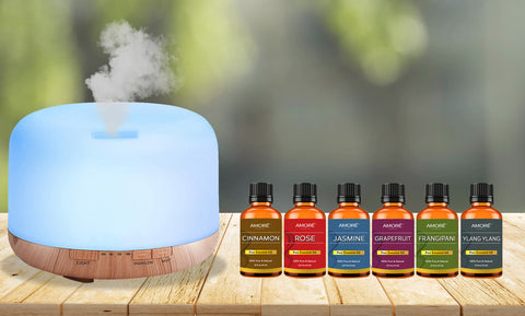 5 in 1 Premium Ultrasonic Aromatherapy Diffuser with Essential Oil Gift Set (7-Piece)