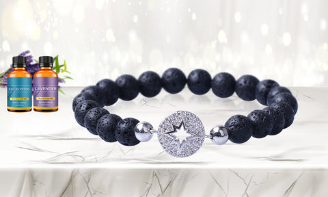 Women's Silver Charm Aromatherapy Diffuser Bracelet with Two Optional Essential Oils