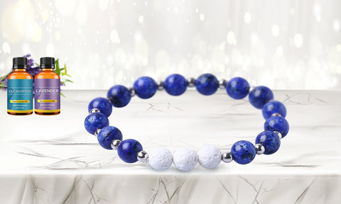 White Lava Stone Diffuser Bracelet with Two Optional Essential Oils