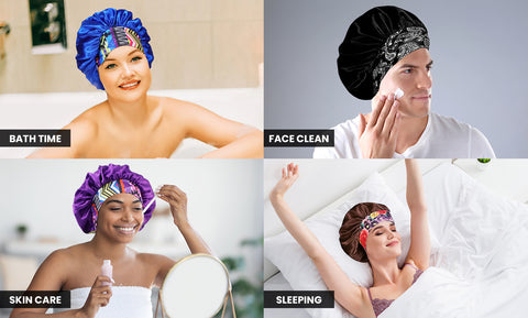 3-Pack: Women's Silky Satin Head Scarf Hair Wrap Cap Hat Headband Sleeping Bonnet