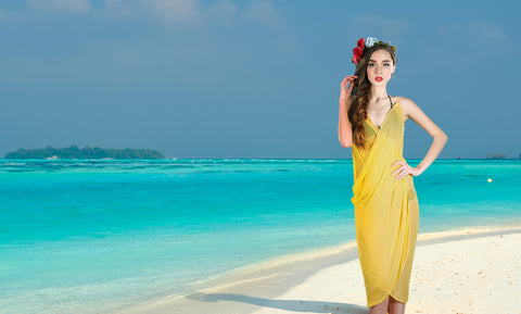 4-Pack: Women's Sexy Sleeveless Swimsuit Beach Elegant Sheer Cover Up Wrap Dress