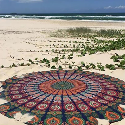 Round Chiffon Aztec Print Beach Throw