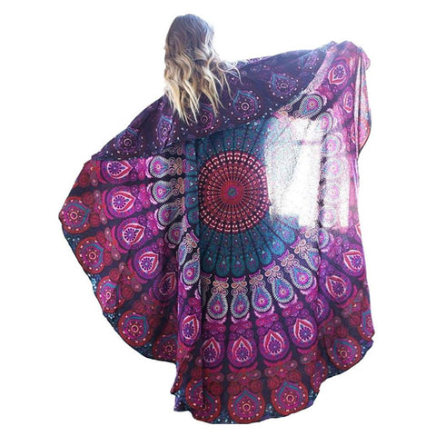 Round Chiffon Aztec Print Beach Throw