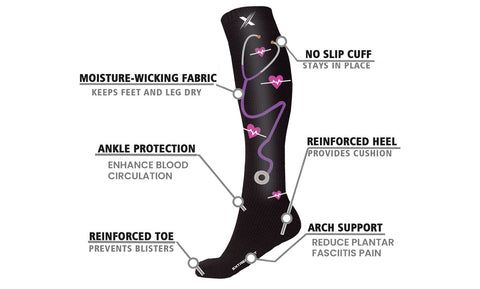 Plus Size Wide Calf Triathlete Knee High Compression Socks (2XL)