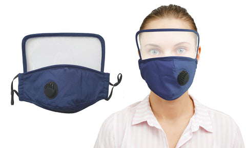2-in-1 Eyes Shield Screen & Dust Proof Reusable Face Mask with Valve(3-Pack)