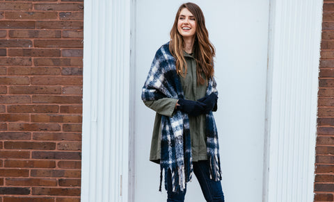 Women's Trendy Oversized Plaid Printed Scarf and Wrap