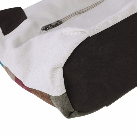 Womens Patchwork Striped Canvas Hobo Shoulder Handbag Multi-Color Casual Messenger Tote Bag