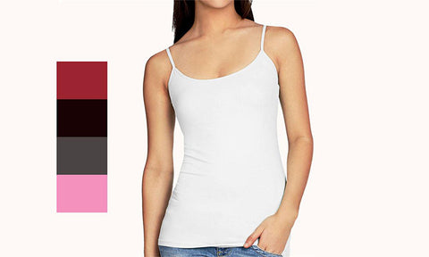 6-Pack: Cotton Ladies Camisole with Adjustable Straps - Assorted