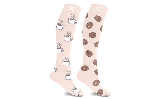 Mismatched Coffee Knee High Compression Socks (1-Pair)