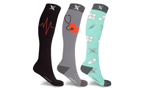 XTF Medical Prints Knee-High Compression Socks (3-Pairs)