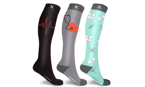 Plus Size Wide Calf Triathlete Knee High Compression Socks (2XL)