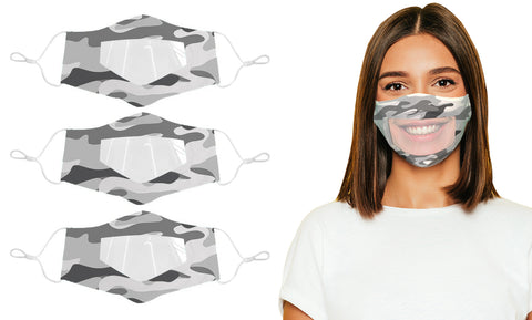 3-Pack: Clear Mouth Expression Smile Communicator Face Masks