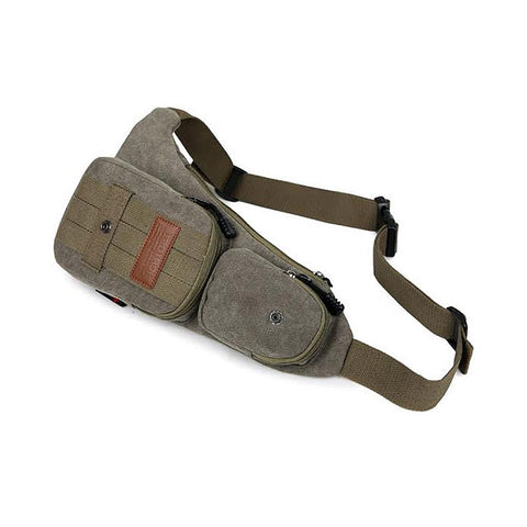 Canvas Shoulder Bag with Multiple Compartments