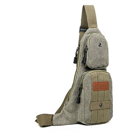Canvas Shoulder Bag with Multiple Compartments