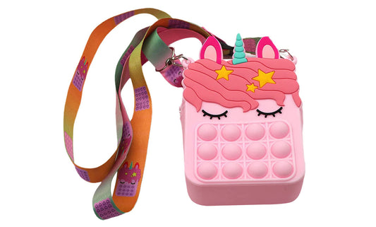 Kid's Pop-It Bubble Unicorn and Fruits  Fidget Crossbody Handbag For Small Accessories