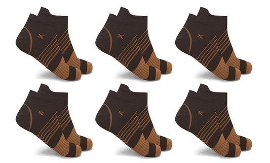 Copper-Infused V-Striped Ankle Compression Socks (6-Pairs)