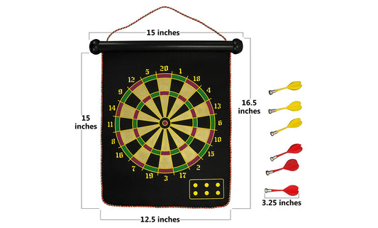 Double Sided Magnetic Roll-up Dart Board and Bullseye Game