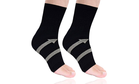 6-Pairs: Open Toe Crew Length Graduated Compression Socks