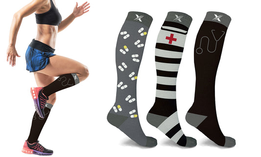 Knee High Compression Socks for Nurses and Doctors (3-Pairs)