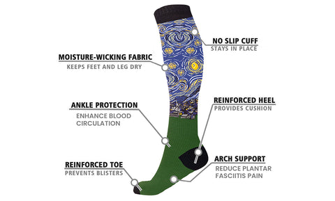 Famous Art Paintings Compression Socks (3-Pairs)
