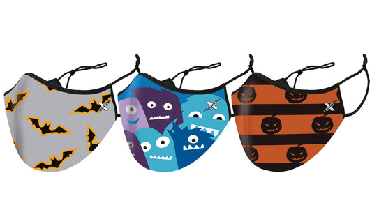 Kid's Halloween Themed Dual-Layer Reusable Face Masks With Adjustable Earloop (3-Pack)
