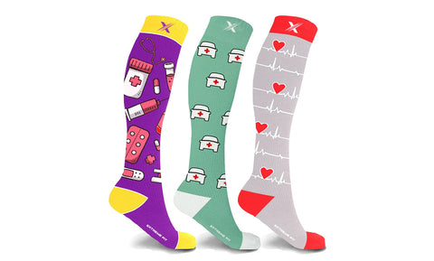 Medical Print Knee-High Compression Socks (3-Pairs)