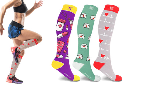 Medical Print Knee-High Compression Socks (3-Pairs)